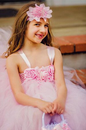 Abito da Cerimonia Bambini Ball Gown Alta Vita con Piega con Fusciacca Senza Maniche