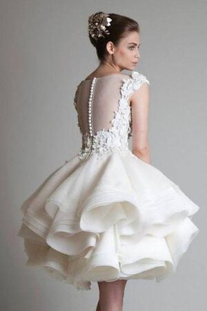 Abito da Sposa in Organza con Increspature in Pizzo Alta Vita A-Line