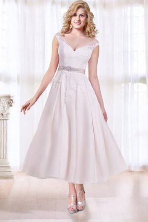 Abito da Sposa Semplice Cappellino Alla Caviglia A-Line con Applique