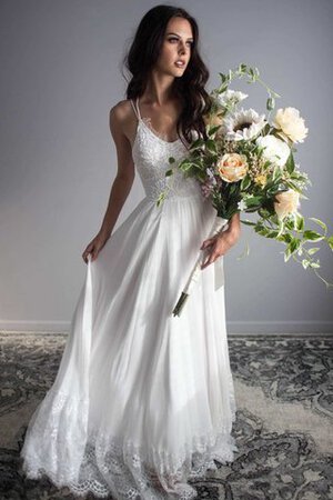 Abito da Sposa in Pizzo in Chiffon Vintage All Aperto Shiena Sheer