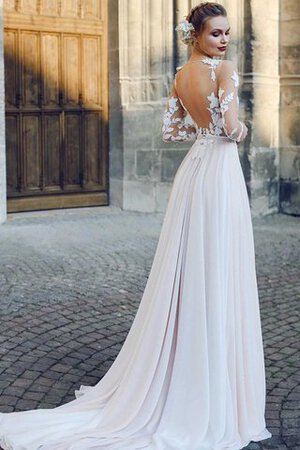 Abito da Sposa Moderno A-Line Naturale Favola con Maniche Lunghe