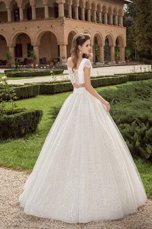 Abito da Sposa A-Line in Pizzo Naturale A Terra due Pezzi