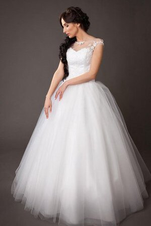 Abito da Sposa in Tulle Largo con Manica Corte Ball Gown A Terra