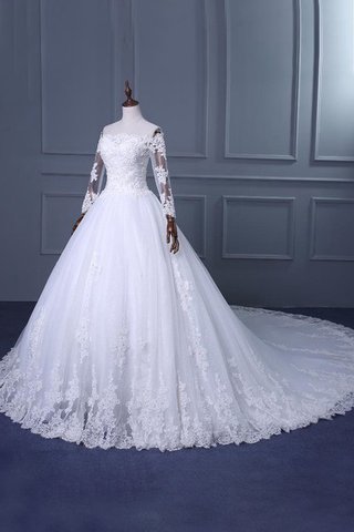 Abito da Sposa Monospalla con Applique Stravagante in Tulle Fuori dalla spalla