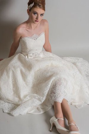 Abito da Sposa con Fiocco con Nastro Barchetta Moderno Senza Maniche