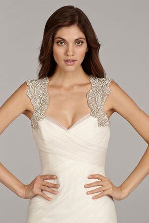 Abito da Sposa con Increspato con Seghettato Sirena con Perline Bassa