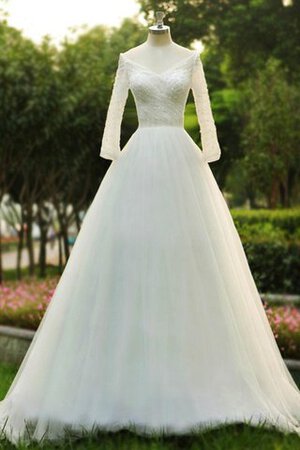 Abito da Sposa in Tulle Medievale A Terra con Maniche Lunghe Ball Gown