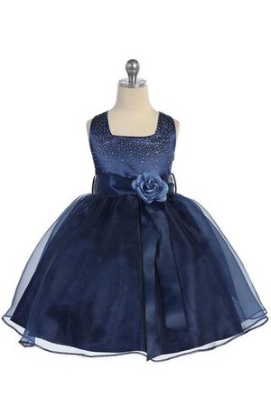 Abito da Cerimonia Bambini Al Ginocchio Senza Maniche con Piega Ball Gown in Organza