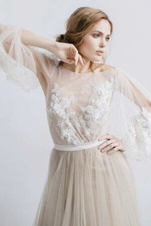 Abito da Sposa in Tulle Sogno con Applique con Piega con Maniche Lunghe