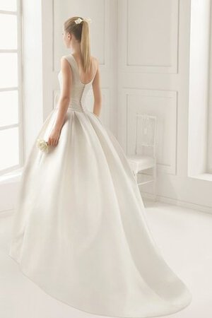 Abito da Sposa Ball Gown in Raso con Bottone Spazzola Treno Tondo