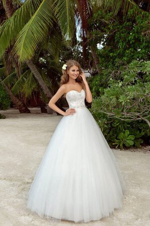 Abito da Sposa con Applique Lunghi Originale in Tulle con Perline