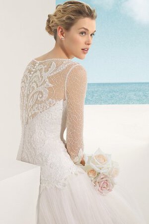 Abito da Sposa in Pizzo con Maniche Lunghe con Increspature Shiena Sheer A-Line