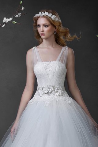 Abito da Sposa Senza Maniche con Applique in Tulle Lunghi Coda A Strascico Corto