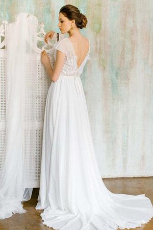 Abito da Sposa Profondo V-scollo Formale E Informale con Manica Corte con Nastro in Pizzo