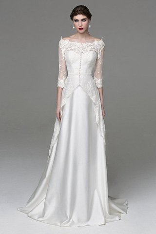 Abito da Sposa Allacciato Stravagante in Pizzo A-Line con Applique