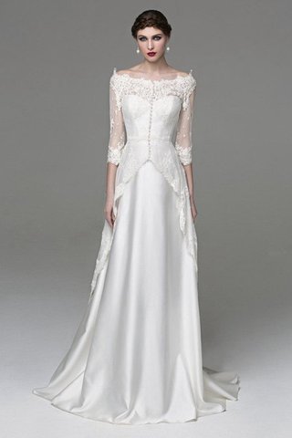 Abito da Sposa Allacciato Stravagante in Pizzo A-Line con Applique