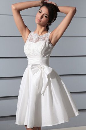 Abito da Sposa A-Line in Pizzo Senza Maniche in Taffeta Mini