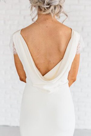 Abito da Sposa Profondo V-scollo A-Line con Manica Corte Elegante Barchetta