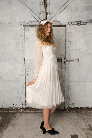 Abito da Sposa Elegante Conservatore Sotto Ginocchio a Spiaggia in Tulle