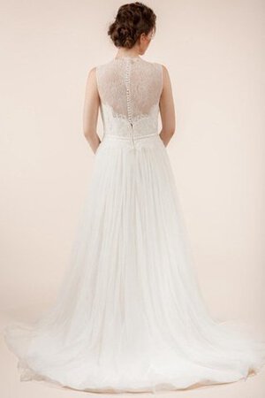 Abito da Sposa Shiena Sheer tradizionale in Pizzo Vintage Naturale