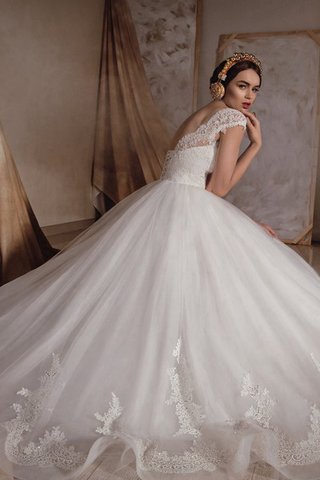 Abito da Sposa con Applique Allacciato Largo A-Line in Pizzo