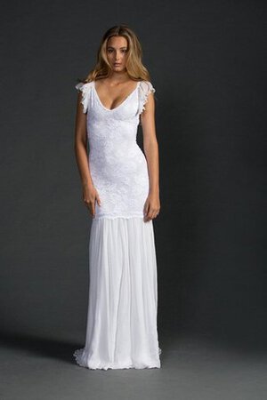 Abito da Sposa Sensuale in Pizzo Cappellino con Increspature in Chiffon