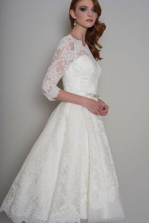 Abito da Sposa con Fiocco Semplice Sogno con Tre Quarti Lunghezza Maniche Al Ginocchio