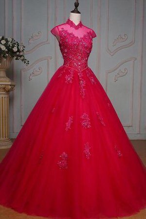 Abito Quinceanera Buco Della Serratura Schiena Ball Gown Lupetto con Perline Allacciato