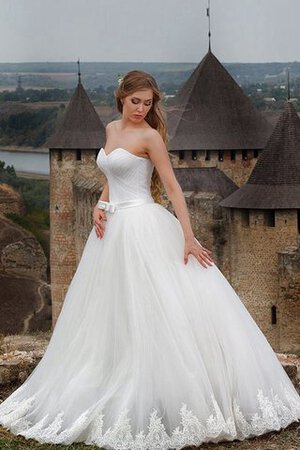 Abito da Sposa Spazzola Treno A Terra in Tulle con Applique Senza Maniche