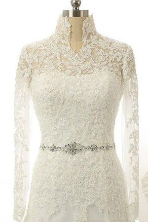 Abito da Sposa in Pizzo in Pizzo con Bottone Lupetto con Maniche Lunghe