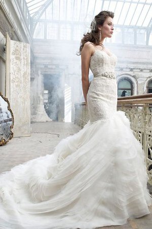 Abito da Sposa Schiena Nuda Sirena Cuore Coda A Strascico Corto con Seghettato