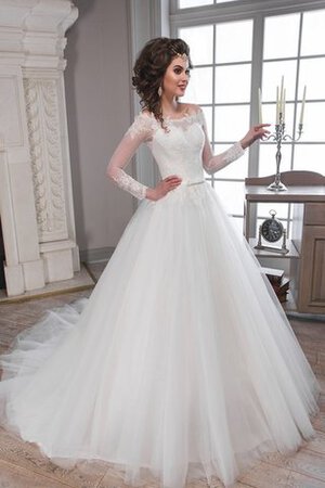 Abito da Sposa in Tulle Fuori dalla spalla con Applique con Maniche Lunghe A-Line