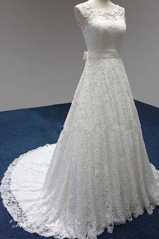 Abito da Sposa Naturale Allacciato Retro A-Line Senza Maniche