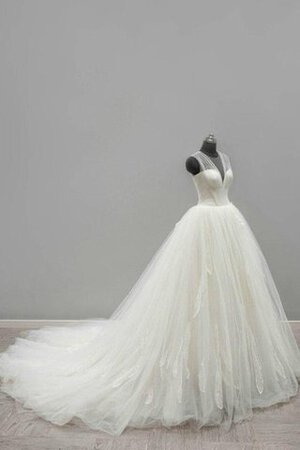 Abito da Sposa Cerniera Radiosa in Pizzo in Raso in Tulle