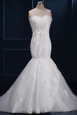 Abito da Sposa con Applique in Paillette in Tulle in Raso con Perline