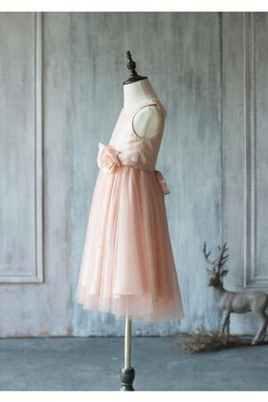 Abito da Cerimonia Bambini A-Line Naturale in Tulle con Fiore con Increspature