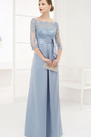 Abito Da Ballo Largo con Perline in Chiffon in Pizzo con Tre Quarti Lunghezza Maniche