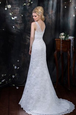 Abito da Sposa in Pizzo V-Scollo Tubino Senza Maniche Naturale