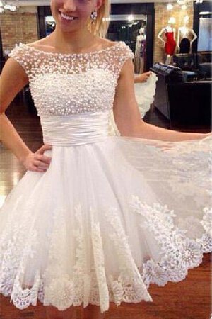 Abito da Sposa Cappellino A-Line Sogno con Perline in Tulle