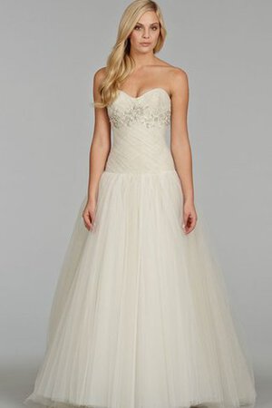 Abito da Sposa Ball Gown con Criss-cross con Ricamo Senza Maniche Naturale