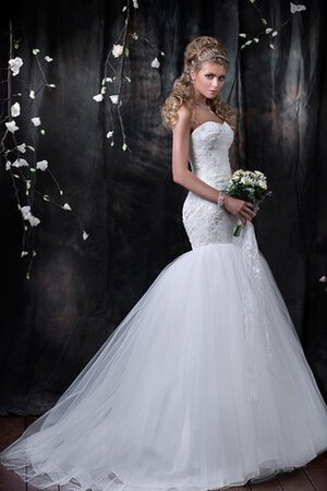 Abito da Sposa con Increspato Senza Maniche Sirena con Applique Cuore