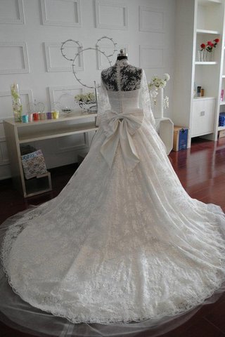 Abito da Sposa A-Line in Taffeta in Pizzo Allacciato in Tulle