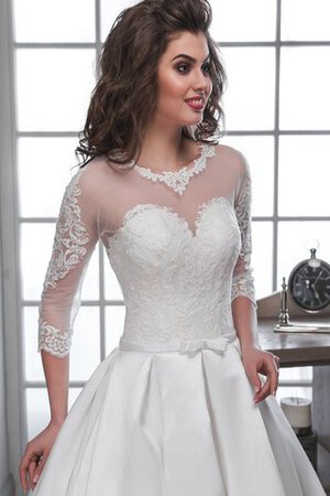 Abito da Sposa con Fiocco A Terra con Applique Cerniera con Tre Quarti Lunghezza Maniche