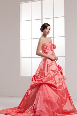 Abito Quinceanera Ball Gown Senza Maniche con Fiore con Stropicciato con Applique