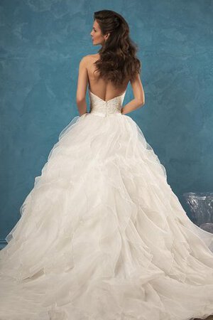 Abito da Sposa con Increspature in Pizzo Elegante Cuore Coda A Strascico Corto