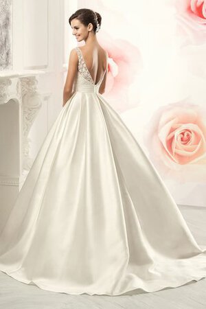 Abito da Sposa Coda A Strascico Corto A-Line con Applique Tondo Naturale