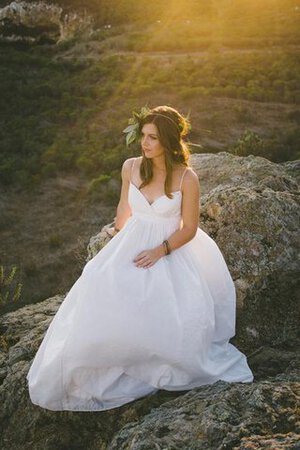 Abito da Sposa con Piega Coda A Strascico Corto Senza Maniche in Organza A-Line