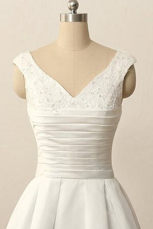 Abito da Sposa con Applique con Piega Cerniera Sotto Ginocchio Cappellino