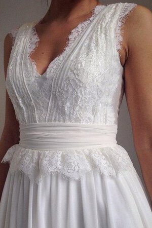 Abito da Sposa Semplice con Nastro V-Scollo in Pizzo Formale E Informale