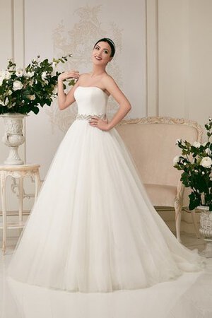 Abito da Sposa Naturale con Cristino in Tulle Ball Gown Senza Strap